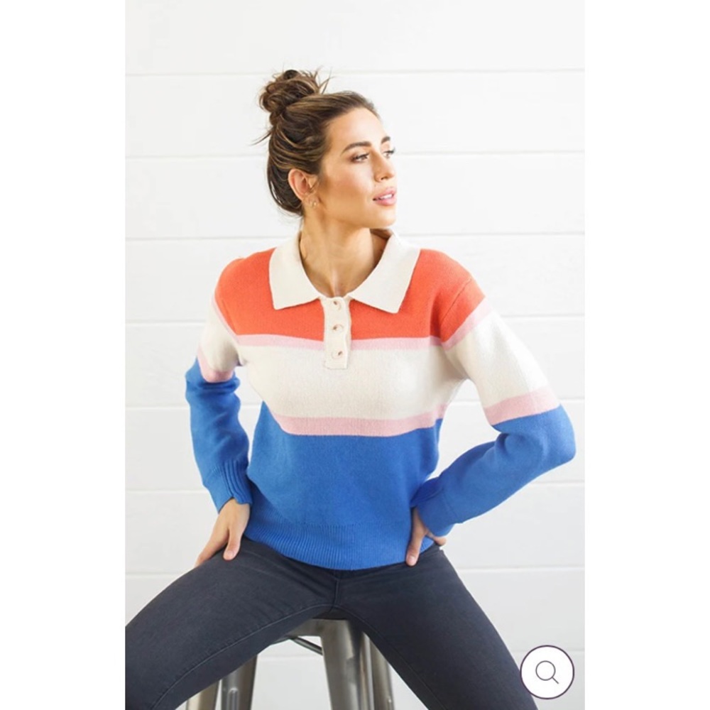 RARE! NEW! Urban Outfitters Rugby Colorful Collar Sweater